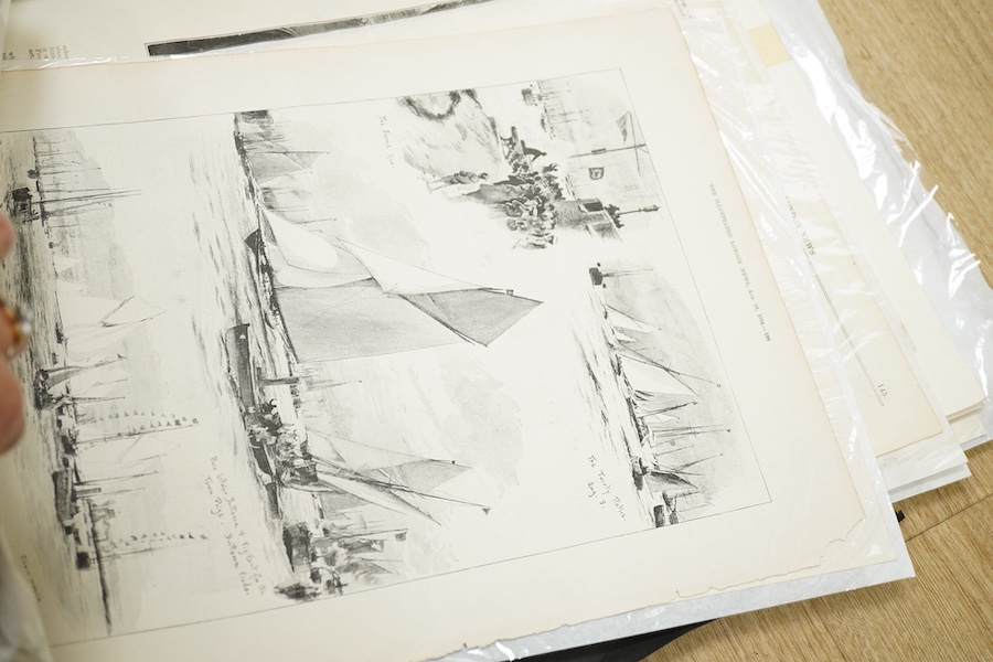 A quantity of 19th century unframed prints commemorating the Battle of Trafalgar and Nelson, many from the Illustrated London News to include ‘Ships of the British Navy’ and ‘HMS Victory on October 21st 1805 at Trafalgar